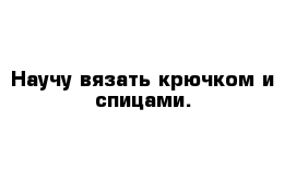 Научу вязать крючком и спицами.